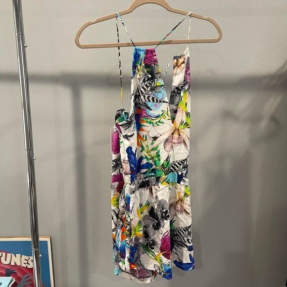 Pants - Suboo tropical print halter playsuit romper - size S